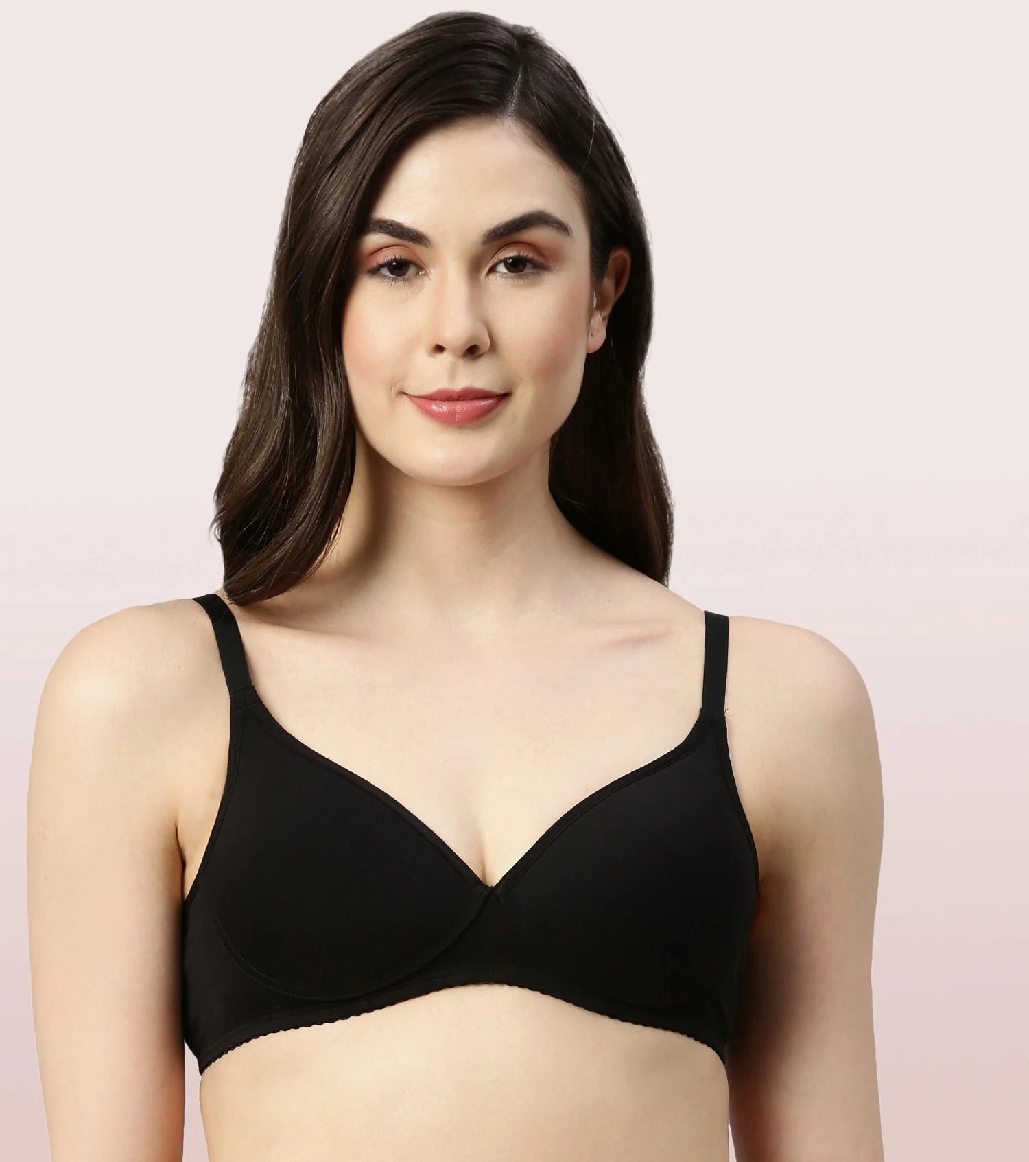 BRA | PADDED | WIREFREE | DEEP PLUNGE MEDIUM COVERAGE | BLACK