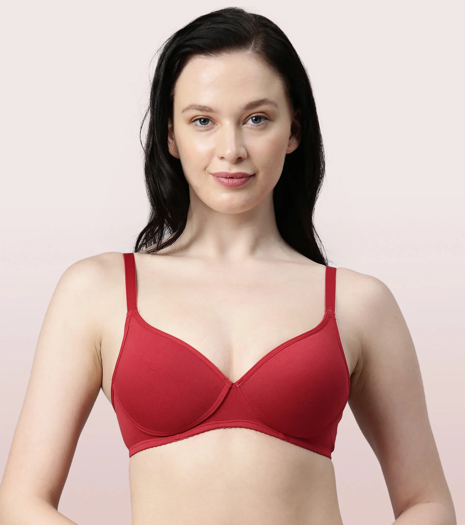 BRA | PADDED | WIREFREE | DEEP PLUNGE MEDIUM COVERAGE | BRIDAL RED
