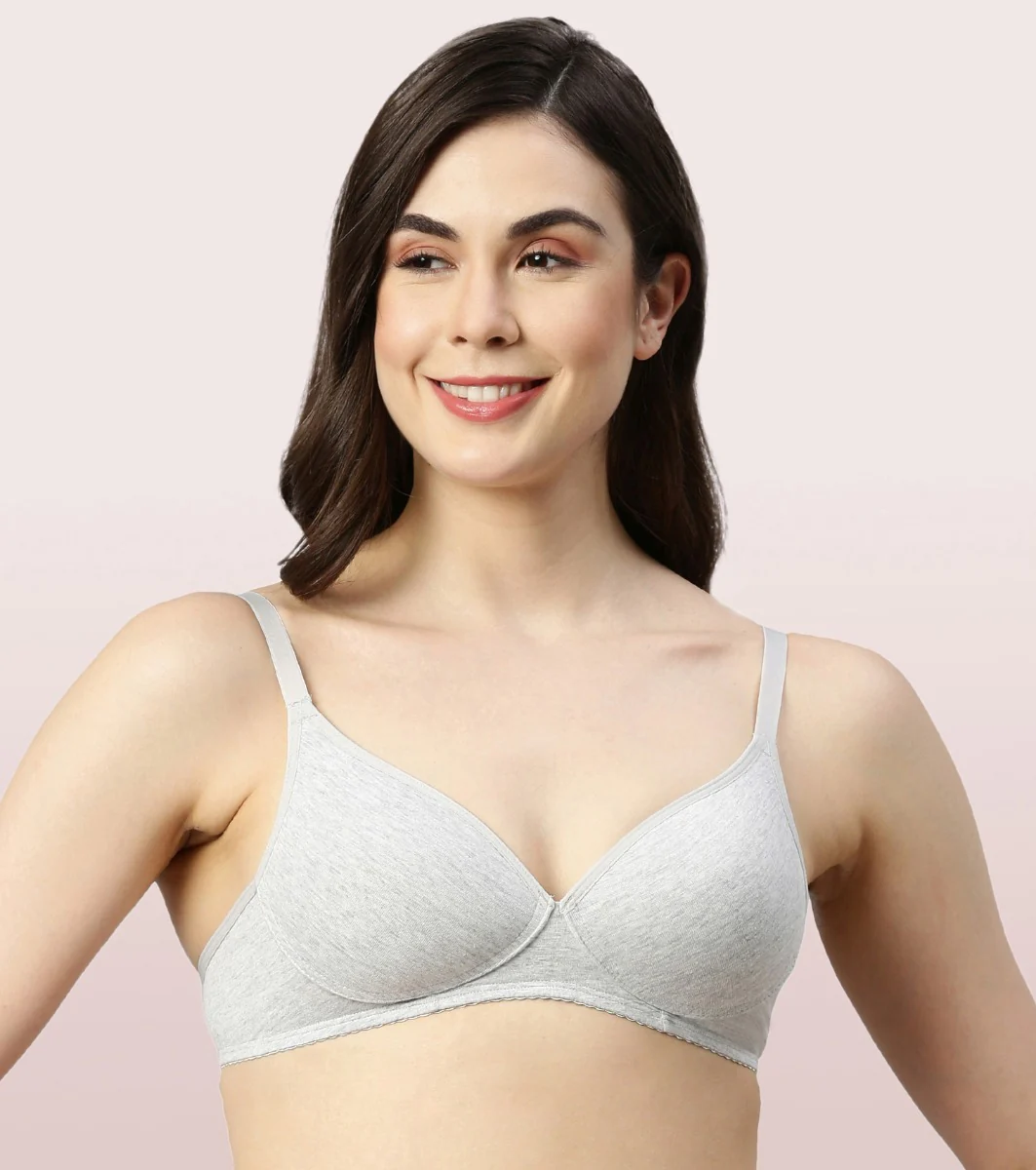 BRA | PADDED | WIREFREE | DEEP PLUNGE MEDIUM COVERAGE | GREY MELANGE