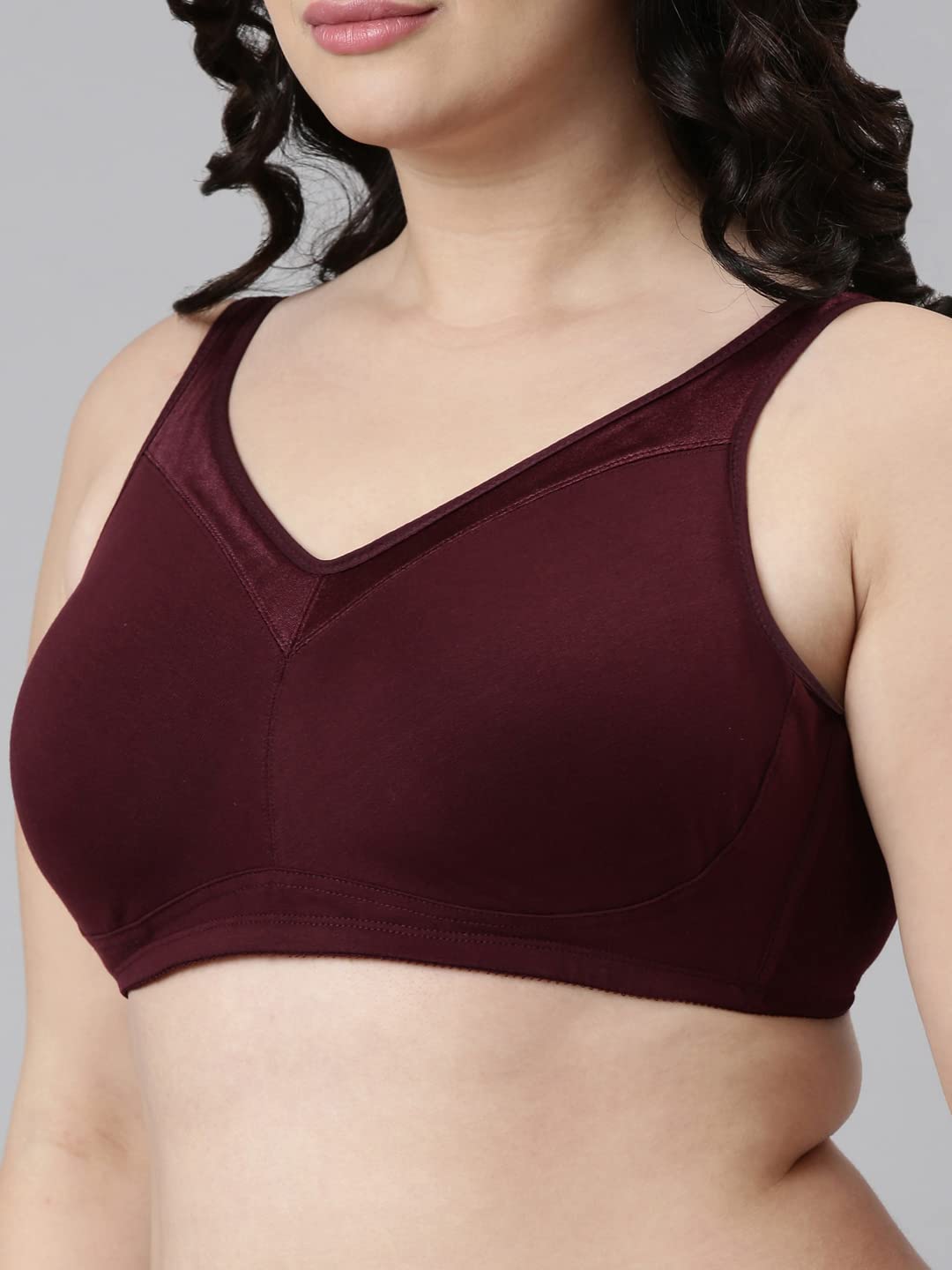 ENAMOR BRA | NON-PADDED | MINIMIZER | FULL SUPPORT | FULL COVERAGE | GRAPE WINE - Image 2