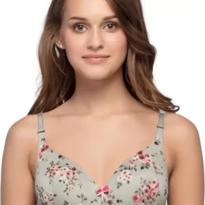 BRA | PADDED | DEEP PLUNGE STYLE | SILVER ROSE PRINT