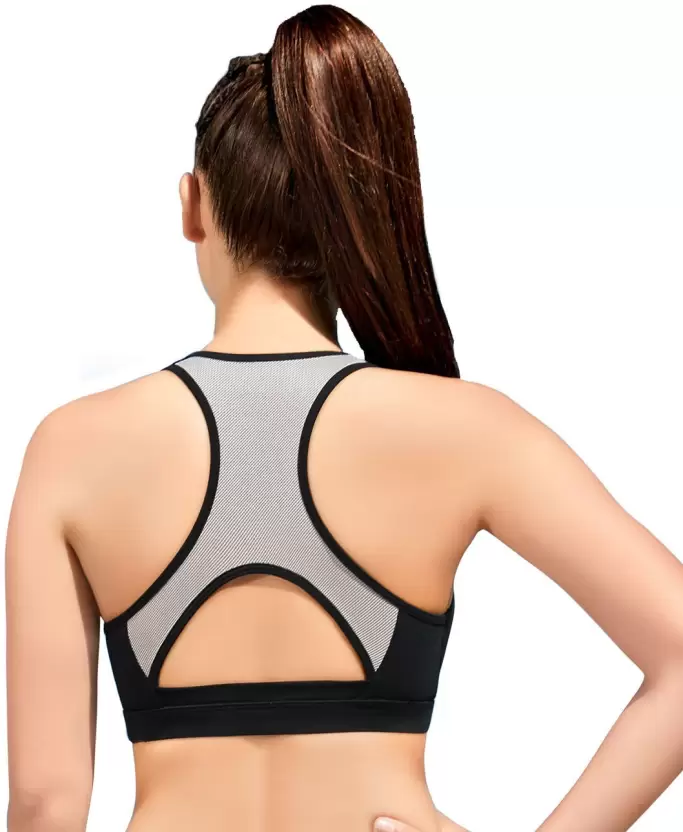 BRA | PADDED | MEDIUM IMPACT | SPORTS TYPE RACER BACK | BLACK - Image 3