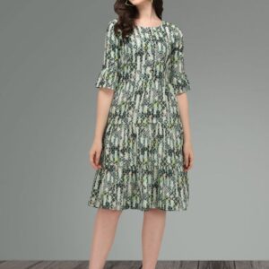 FROCKS - GREEN / WHITE BLOCK PRINT STYLED