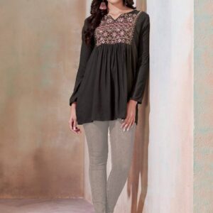 Designer Fancy Casual Heavy Soft Rayon Tunics Tops- Brown