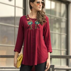 Trendy Embellished Tunics - Maroon