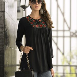 Trendy Embellished Tunics - Black