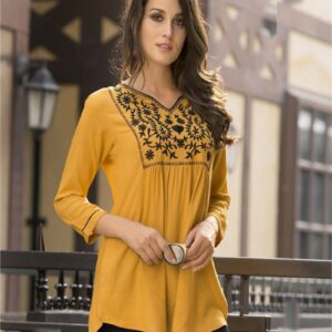Trendy Embellished Tunics - Pale Yellow